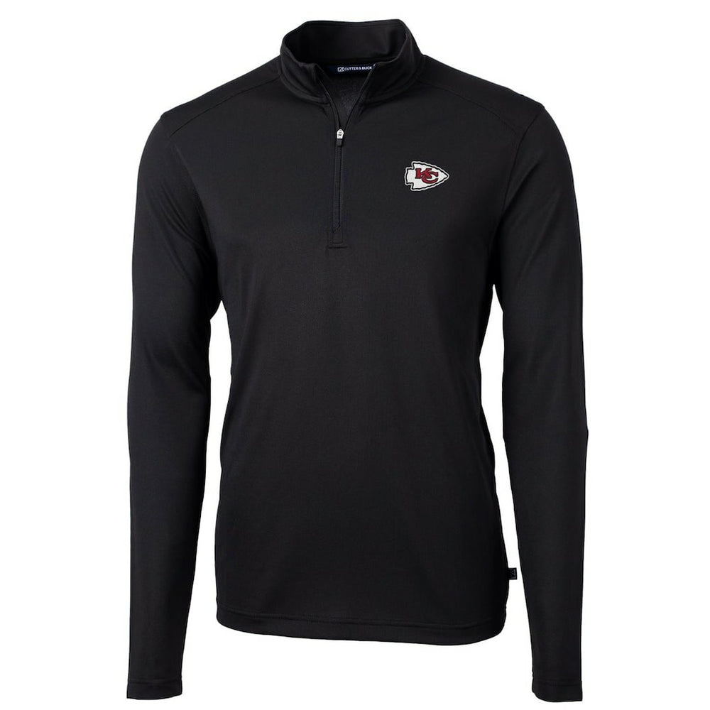 Kansas City Chiefs Cutter & Buck Virtue Eco Pique Recycled Quarter-Zip Pullover Jacket Black - NFL
