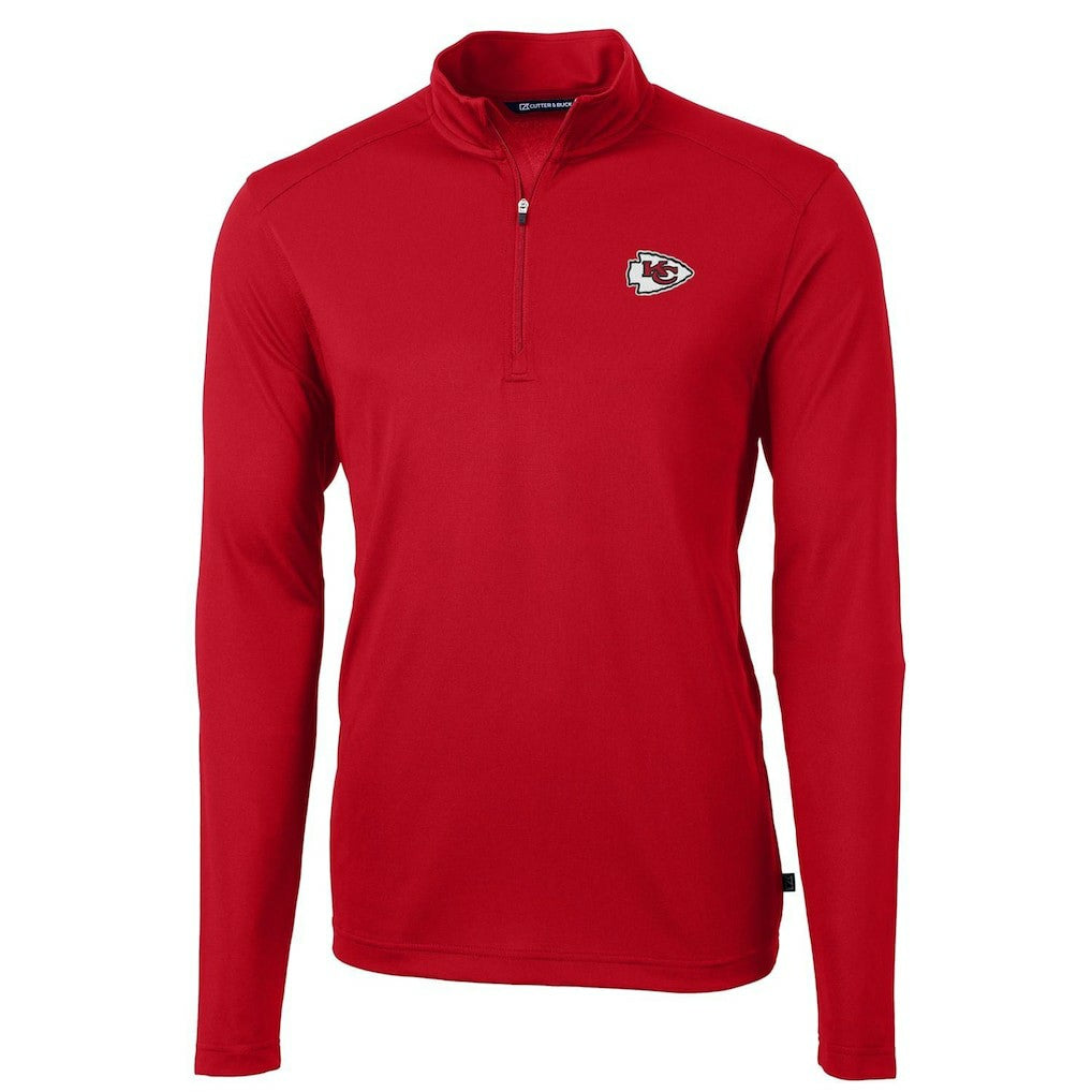 Kansas City Chiefs Cutter & Buck Virtue Eco Pique Recycled Quarter-Zip Pullover Jacket Red - NFL