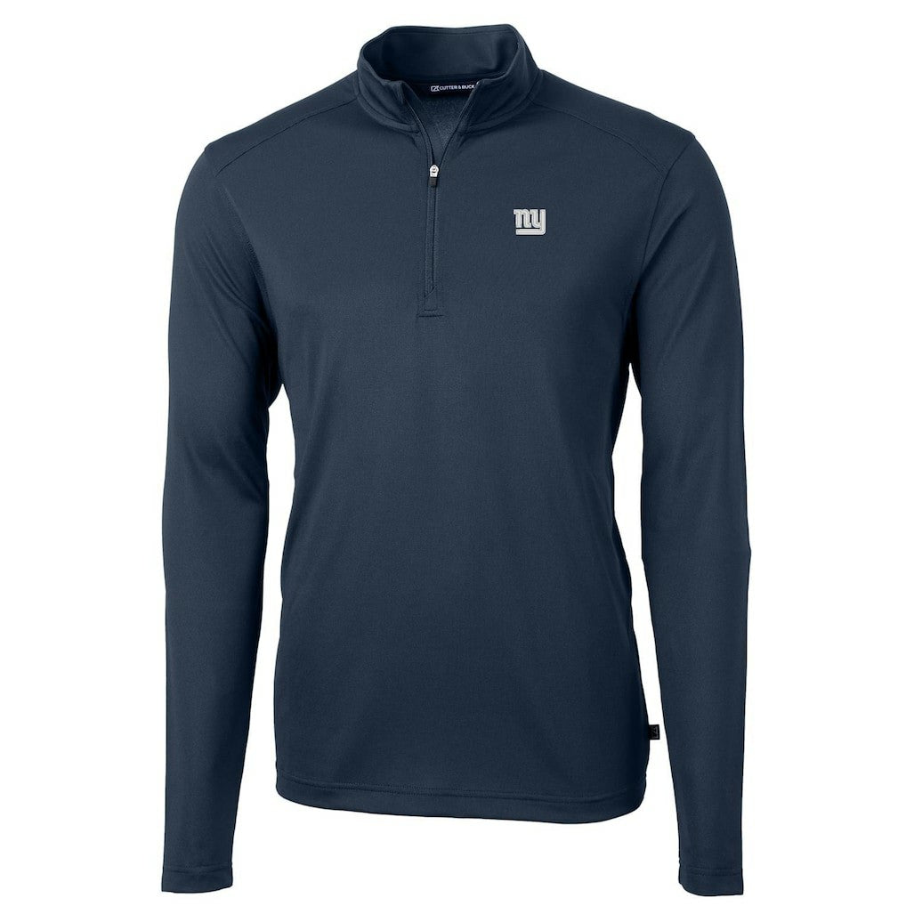 New York Giants Cutter & Buck Virtue Eco Pique Recycled Quarter-Zip Pullover Jacket Navy - NFL