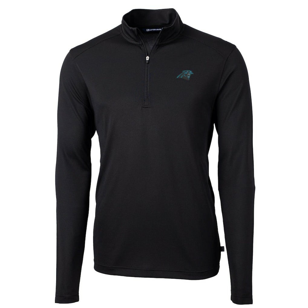 Carolina Panthers Cutter & Buck Virtue Eco Pique Recycled Quarter-Zip Pullover Jacket Black - NFL