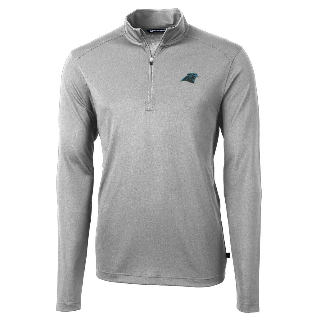 Carolina Panthers Cutter & Buck Virtue Eco Pique Recycled Quarter-Zip Pullover Jacket Gray - NFL