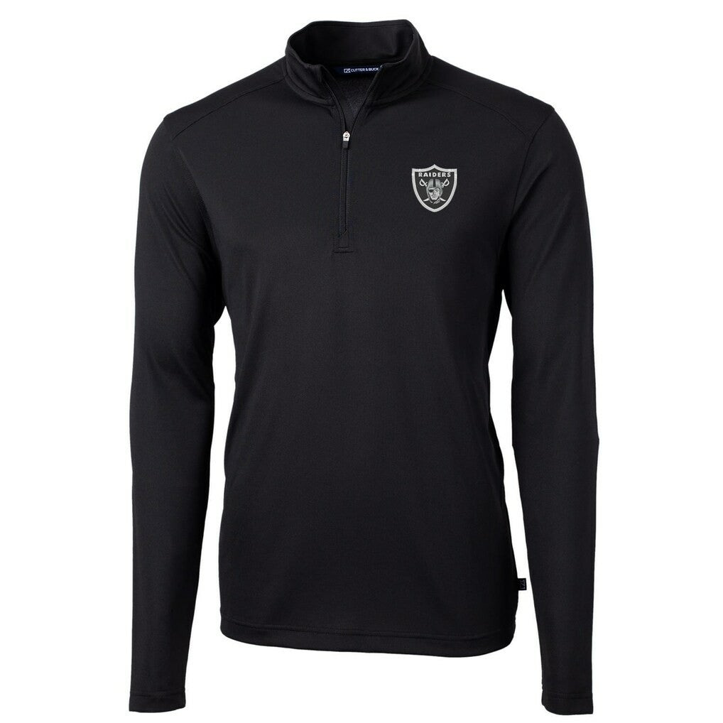 Las Vegas Raiders Cutter & Buck Virtue Eco Pique Recycled Quarter-Zip Pullover Jacket Black - NFL