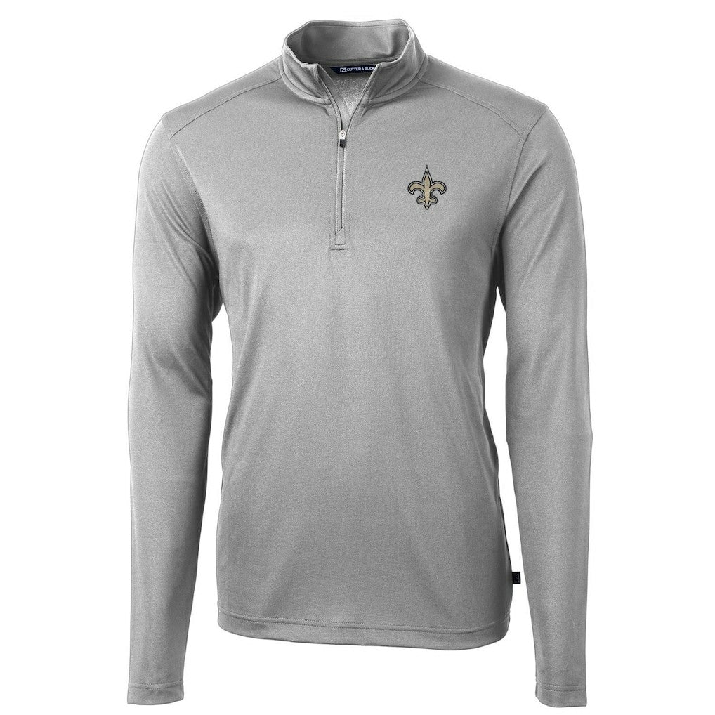 New Orleans Saints Cutter & Buck Virtue Eco Pique Recycled Quarter-Zip Pullover Jacket Gray - NFL