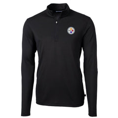 Pittsburgh Steelers Cutter & Buck Virtue Eco Pique Recycled Quarter-Zip Pullover Jacket Black - NFL