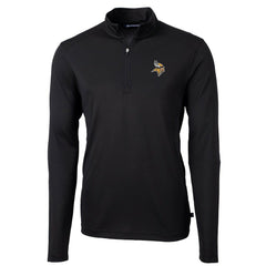 Minnesota Vikings Cutter & Buck Virtue Eco Pique Recycled Quarter-Zip Pullover Jacket Black - NFL
