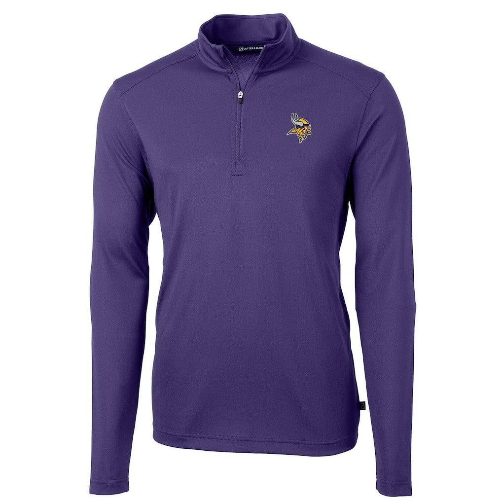 Minnesota Vikings Cutter & Buck Virtue Eco Pique Recycled Quarter-Zip Pullover Jacket Purple - NFL