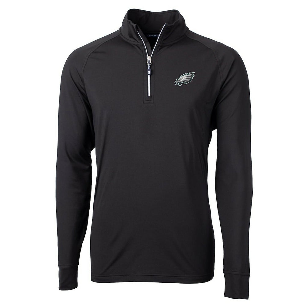 Philadelphia Eagles Cutter & Buck Big & Tall Adapt Eco Knit Quarter-Zip Pullover Jacket Black - NFL