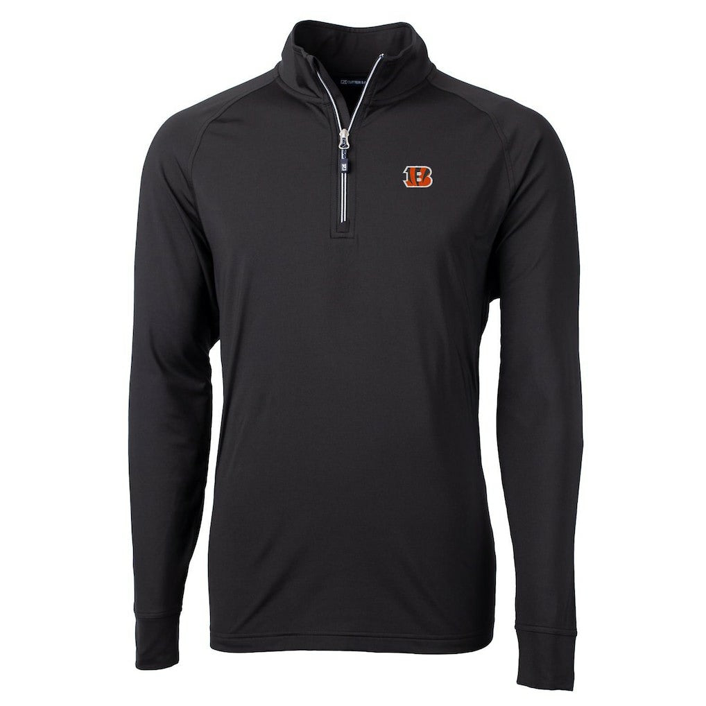 Cincinnati Bengals Cutter & Buck Big & Tall Adapt Eco Knit Quarter-Zip Pullover Jacket Black - NFL