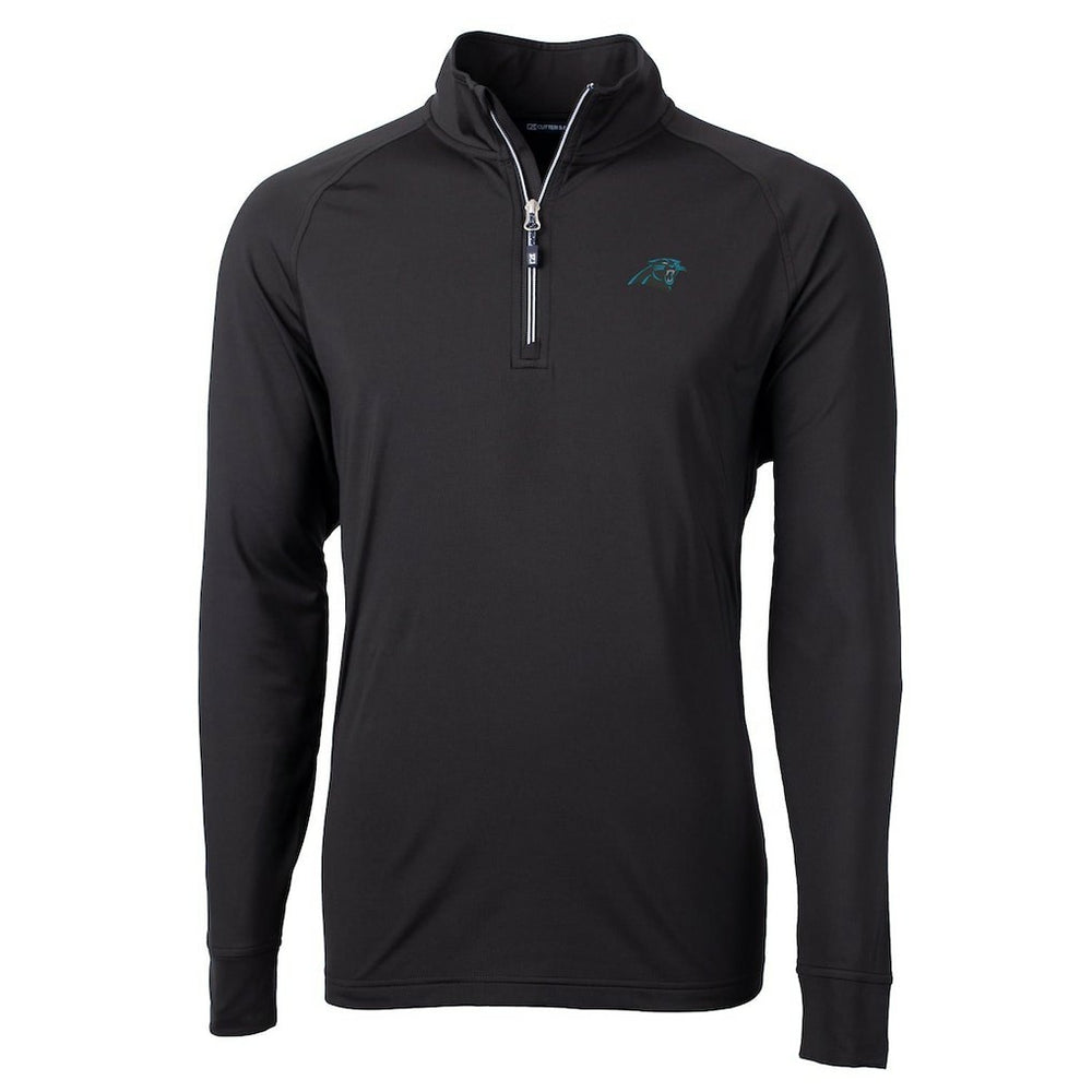 Carolina Panthers Cutter & Buck Big & Tall Adapt Eco Knit Quarter-Zip Pullover Jacket Black - NFL