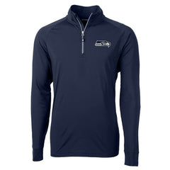 Seattle Seahawks Cutter & Buck Big & Tall Adapt Eco Knit Quarter-Zip Pullover Jacket College Navy - NFL