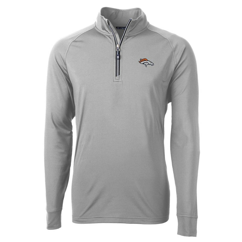 Denver Broncos Cutter & Buck Big & Tall Adapt Eco Knit Quarter-Zip Pullover Jacket Gray - NFL