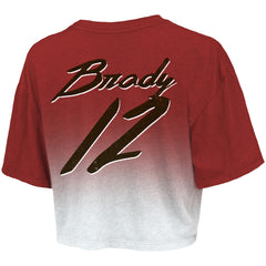 Tom Brady Tampa Bay Buccaneers Majestic Threads Women's Drip-Dye Player Name & Number Tri-Blend Crop T-Shirt Red/White - NFL
