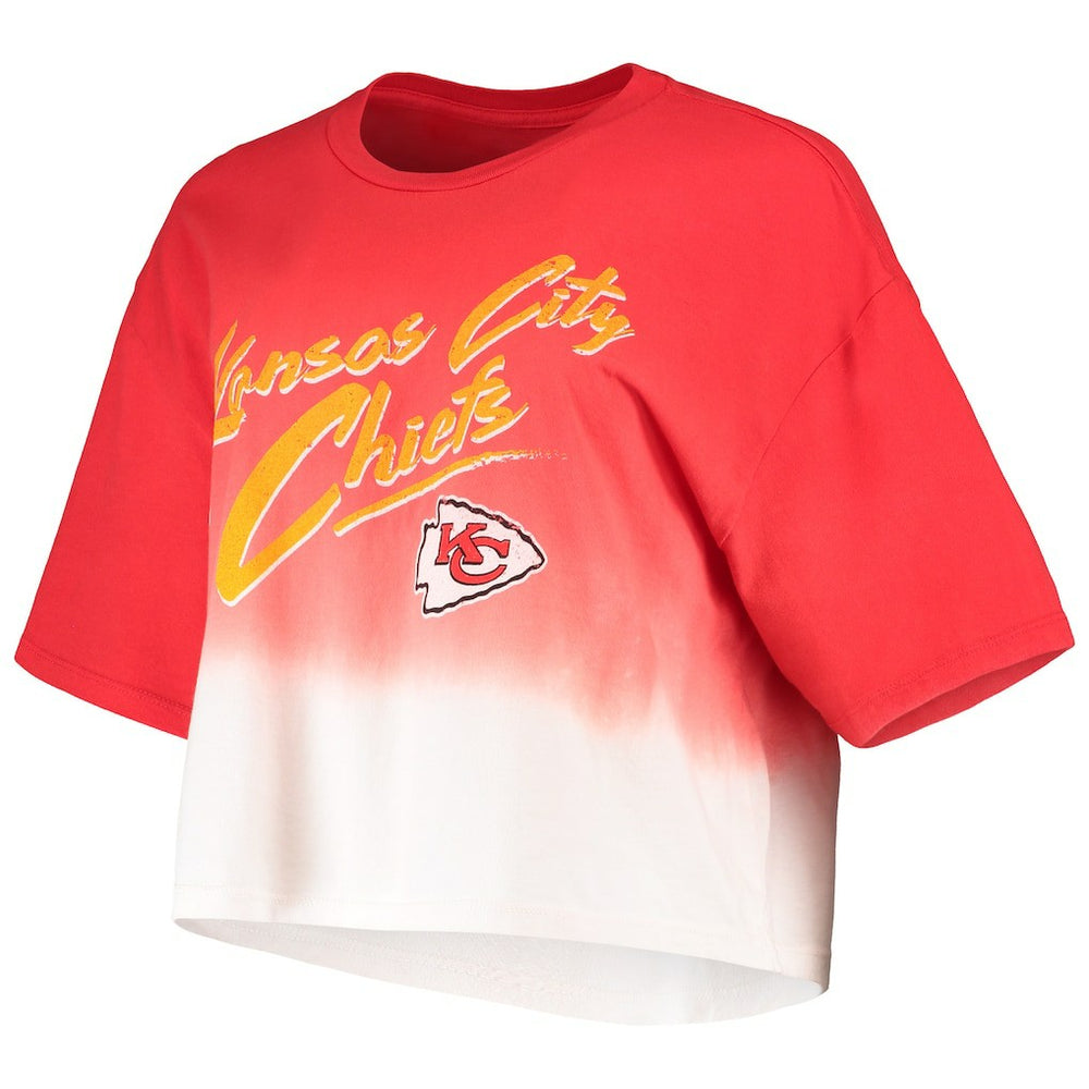 Patrick Mahomes Kansas City Chiefs Majestic Threads Women's Dip-Dye Player Name & Number Crop Top Red/White - NFL