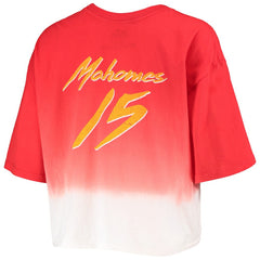 Patrick Mahomes Kansas City Chiefs Majestic Threads Women's Dip-Dye Player Name & Number Crop Top Red/White - NFL