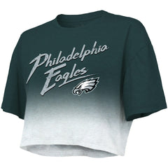 Jalen Hurts Philadelphia Eagles Majestic Threads Women's Dip-Dye Player Name & Number Crop Top Green/White - NFL