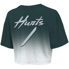 Jalen Hurts Philadelphia Eagles Majestic Threads Women's Dip-Dye Player Name & Number Crop Top Green/White - NFL