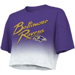 Lamar Jackson Baltimore Ravens Majestic Threads Women's Dip-Dye Player Name & Number Crop Top Purple/White - NFL