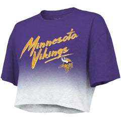 Justin Jefferson Minnesota Vikings Majestic Threads Women's Dip-Dye Player Name & Number Crop Top Purple/White - NFL