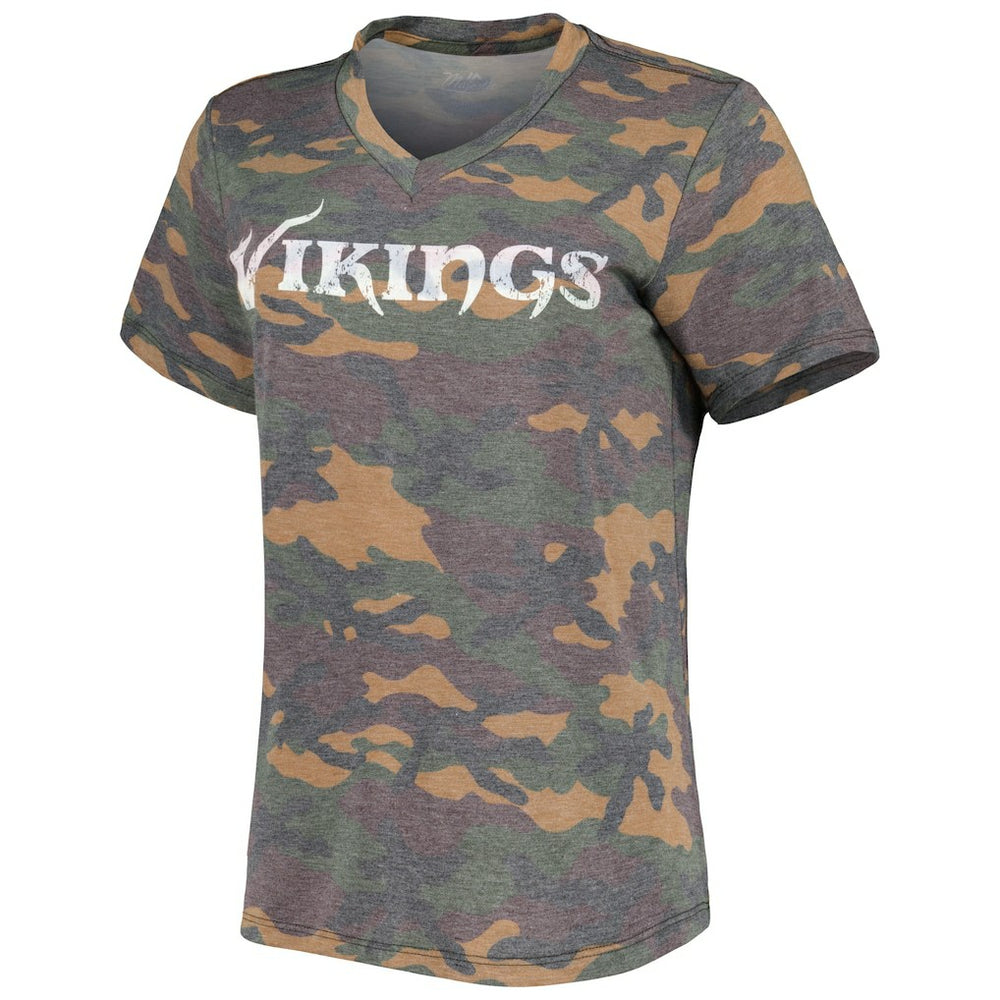 Justin Jefferson Minnesota Vikings Women's Name & Number Tri-Blend V-Neck T-Shirt Camo - NFL