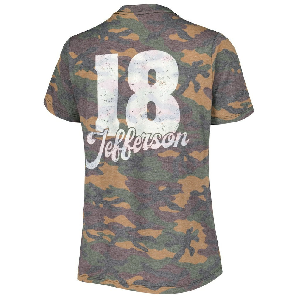 Justin Jefferson Minnesota Vikings Women's Name & Number Tri-Blend V-Neck T-Shirt Camo - NFL