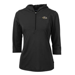 Baltimore Ravens Cutter & Buck Women's Virtue Eco Pique Half-Zip 3/4 Sleeve Pullover Hoodie Black - NFL