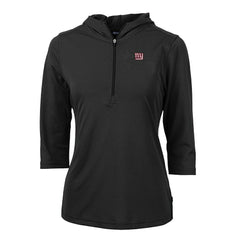 New York Giants Cutter & Buck Women's Virtue Eco Pique Half-Zip 3/4 Sleeve Pullover Hoodie Black - NFL