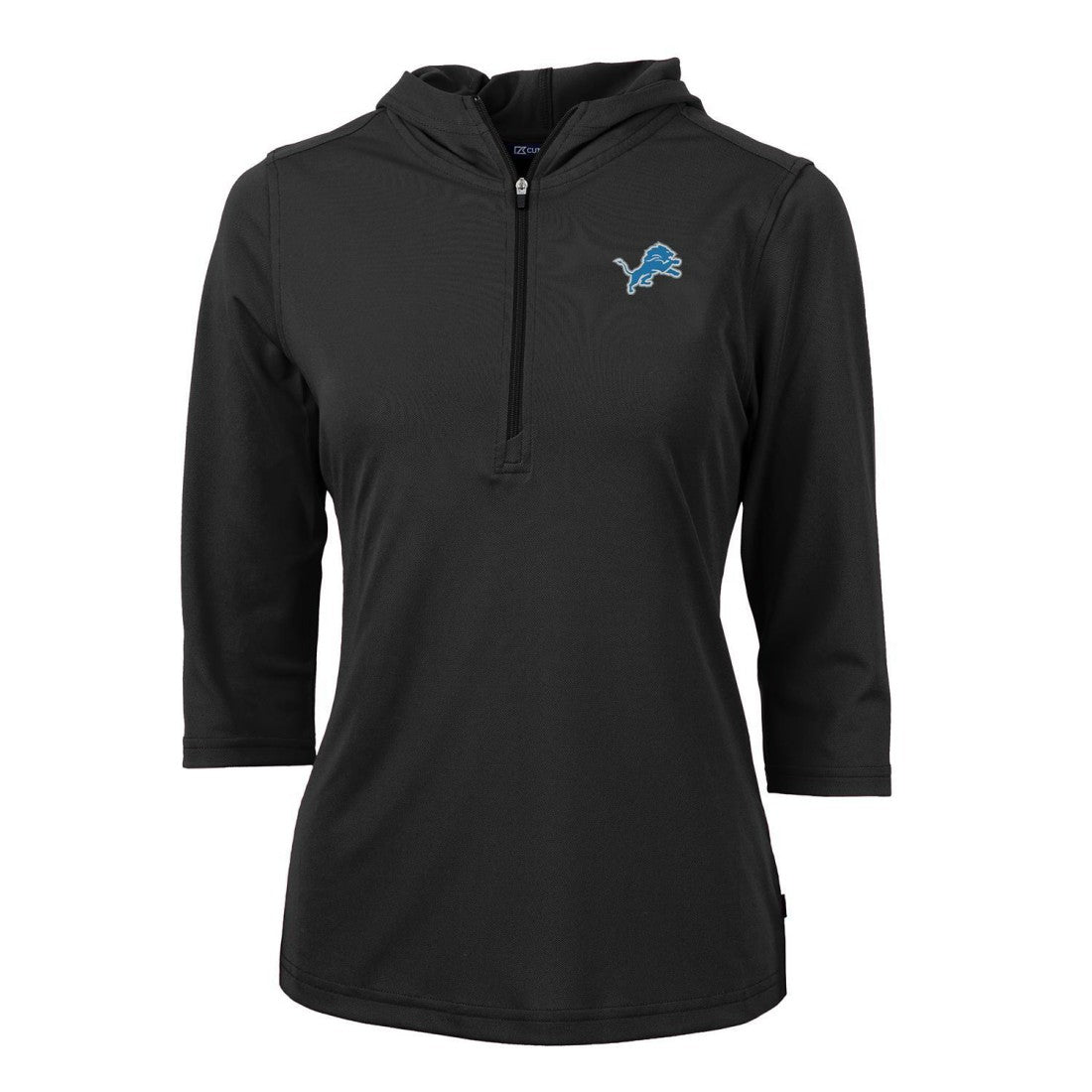 Detroit Lions Cutter & Buck Women's Virtue Eco Pique Half-Zip 3/4 Sleeve Pullover Hoodie Black - NFL
