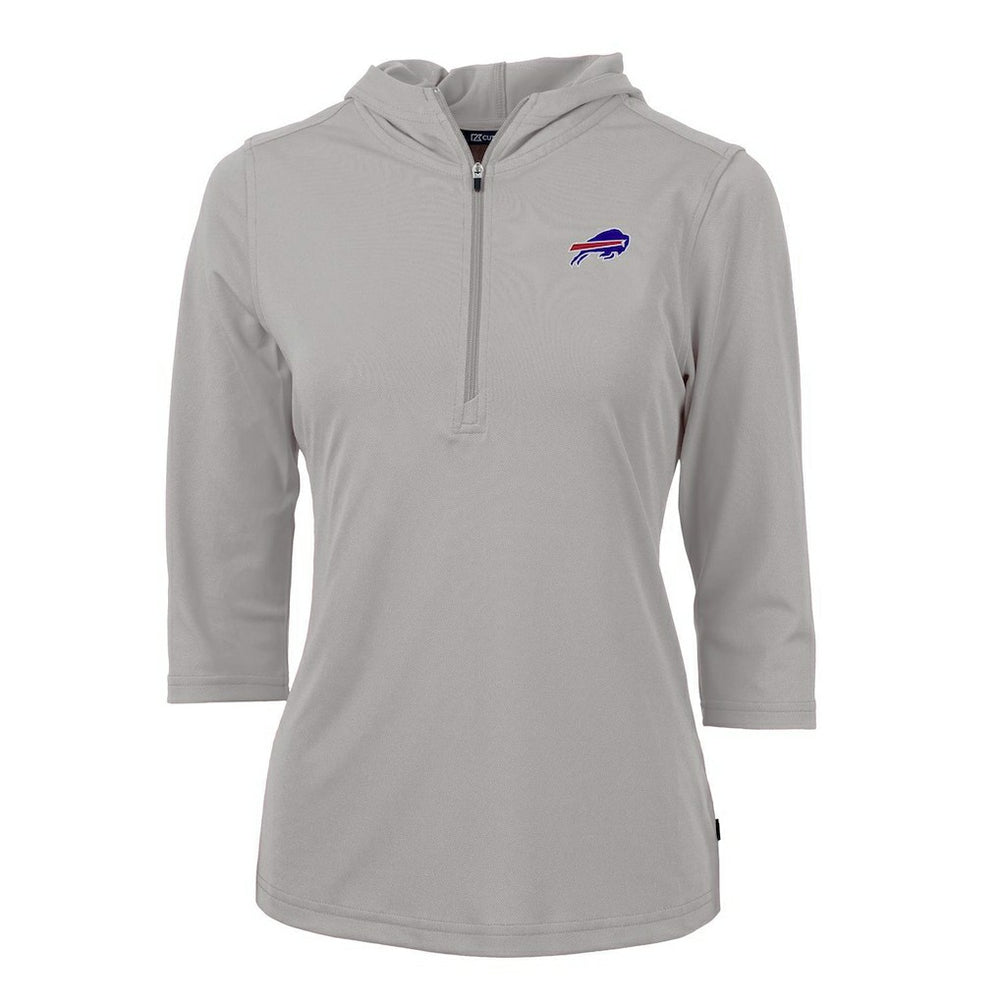 Buffalo Bills Cutter & Buck Women's Virtue Eco Pique Half-Zip 3/4 Sleeve Pullover Hoodie Gray - NFL