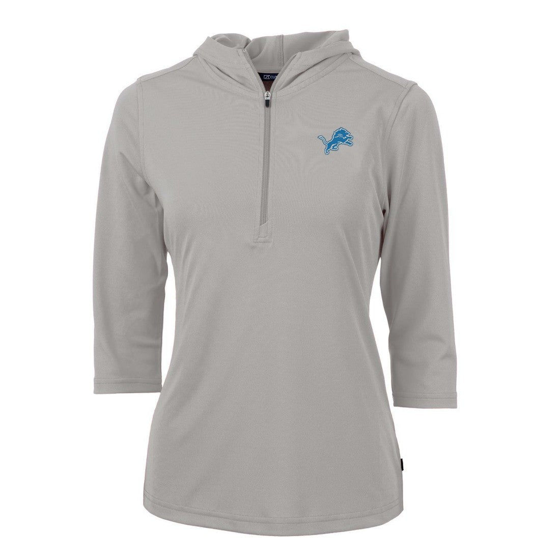 Detroit Lions Cutter & Buck Women's Virtue Eco Pique Half-Zip 3/4 Sleeve Pullover Hoodie Gray - NFL
