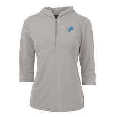 Detroit Lions Cutter & Buck Women's Virtue Eco Pique Half-Zip 3/4 Sleeve Pullover Hoodie Gray - NFL