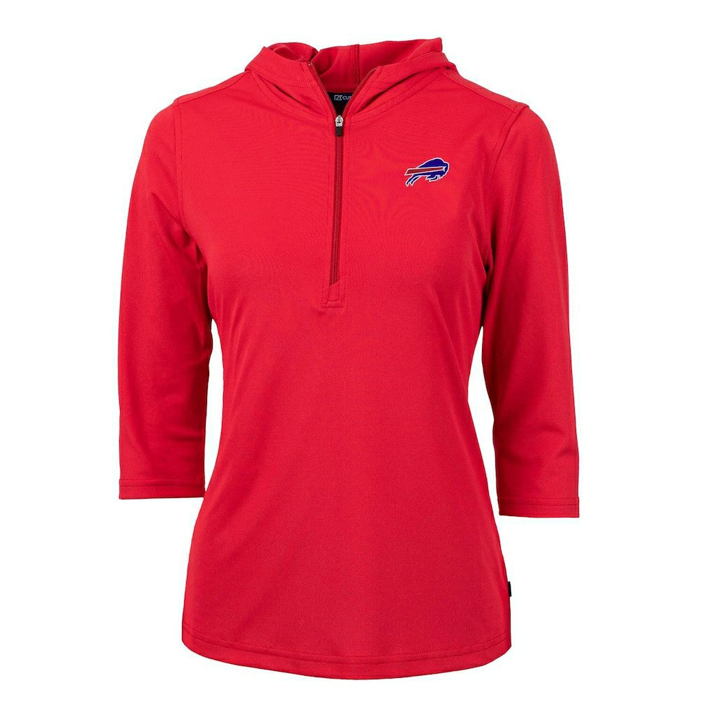Buffalo Bills Cutter & Buck Women's Virtue Eco Pique Half-Zip 3/4 Sleeve Pullover Hoodie Red - NFL