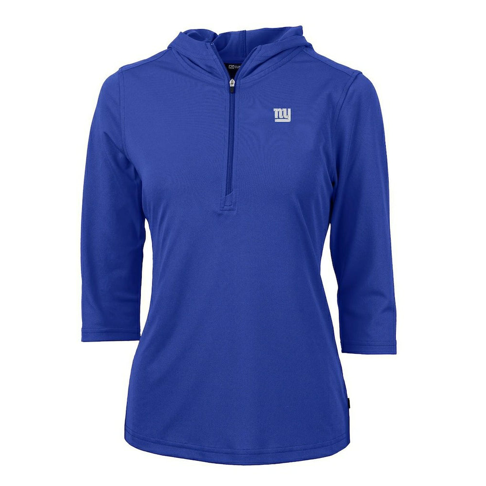 New York Giants Cutter & Buck Women's Virtue Eco Pique Half-Zip 3/4 Sleeve Pullover Hoodie Royal - NFL