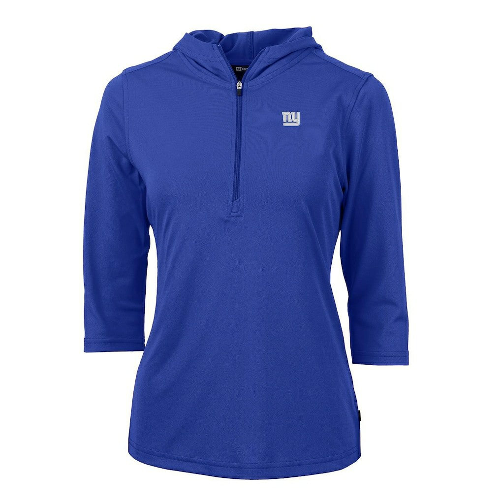 New York Giants Cutter & Buck Women's Virtue Eco Pique Half-Zip 3/4 Sleeve Pullover Hoodie Royal - NFL