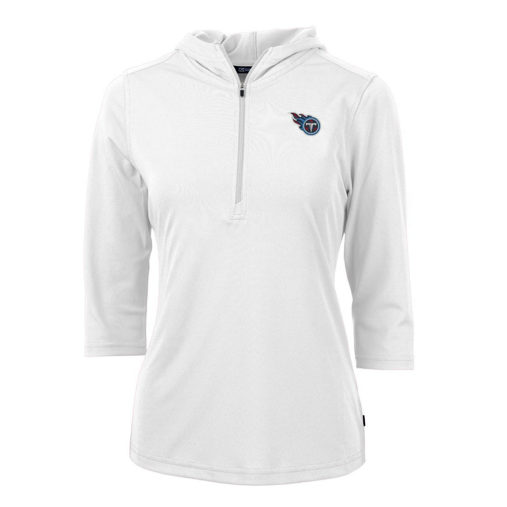 Tennessee Titans Cutter & Buck Women's Virtue Eco Pique Half-Zip 3/4 Sleeve Pullover Hoodie White - NFL