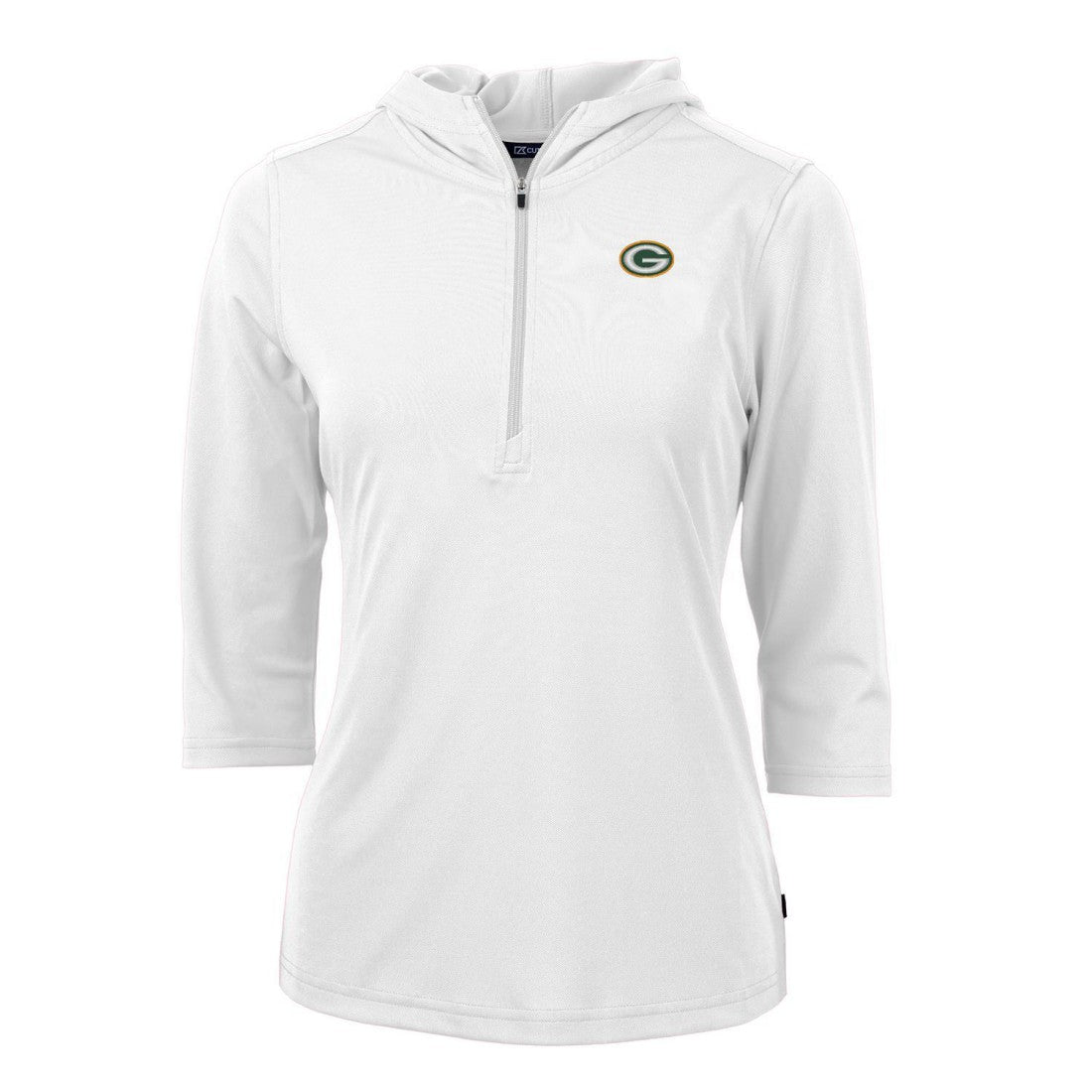Green Bay Packers Cutter & Buck Women's Virtue Eco Pique Half-Zip 3/4 Sleeve Pullover Hoodie White - NFL