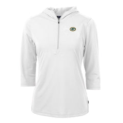 Green Bay Packers Cutter & Buck Women's Virtue Eco Pique Half-Zip 3/4 Sleeve Pullover Hoodie White - NFL