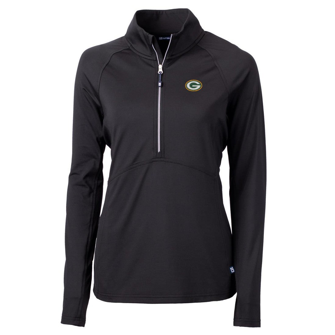 Green Bay Packers Cutter & Buck Women's Adapt Eco Knit Half-Zip Pullover Jacket Black - NFL