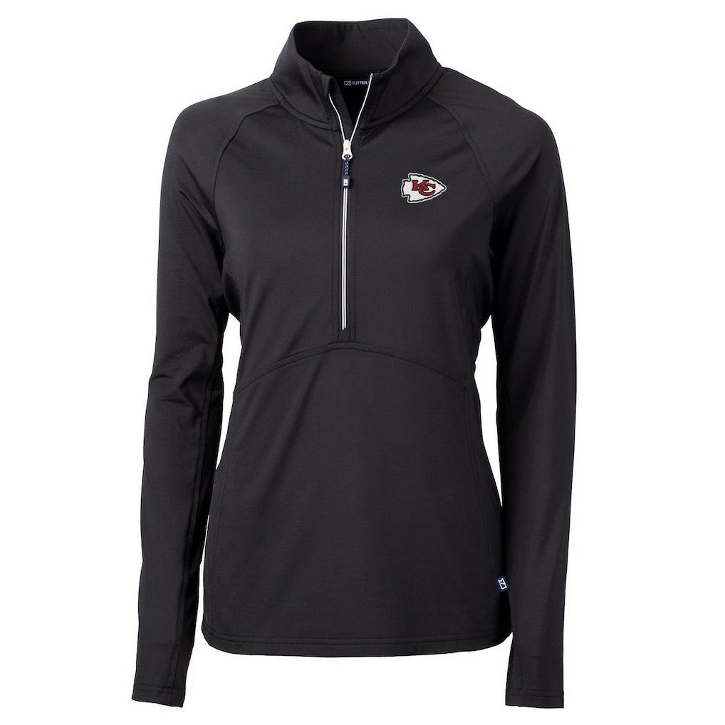 Kansas City Chiefs Cutter & Buck Women's Adapt Eco Knit Half-Zip Pullover Jacket Black - NFL