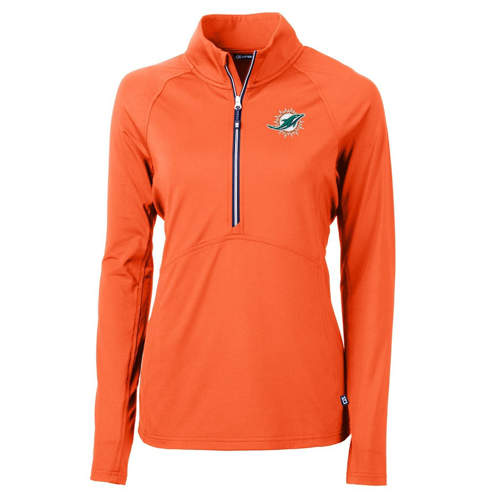 Miami Dolphins Cutter & Buck Women's Adapt Eco Knit Half-Zip Pullover Jacket Orange - NFL