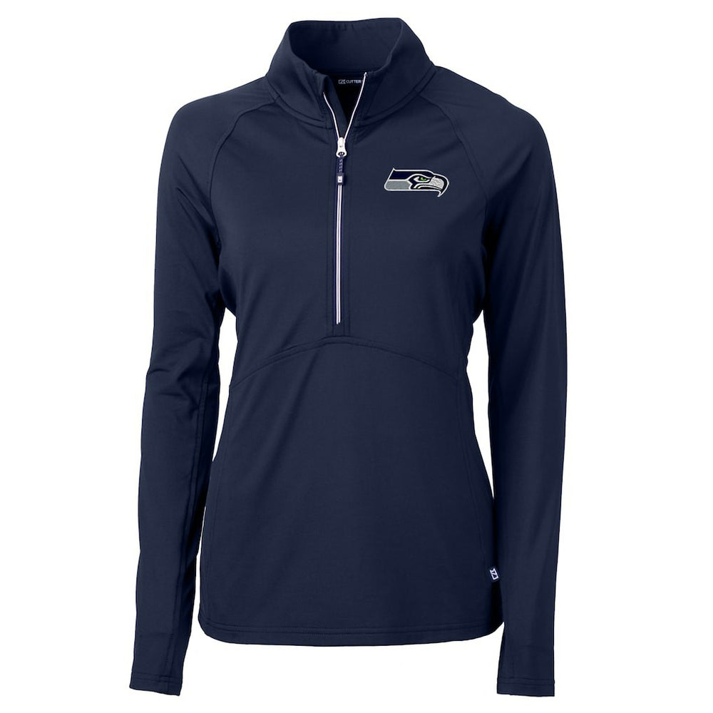 Seattle Seahawks Cutter & Buck Women's Adapt Eco Knit Half-Zip Pullover Jacket College Navy - NFL