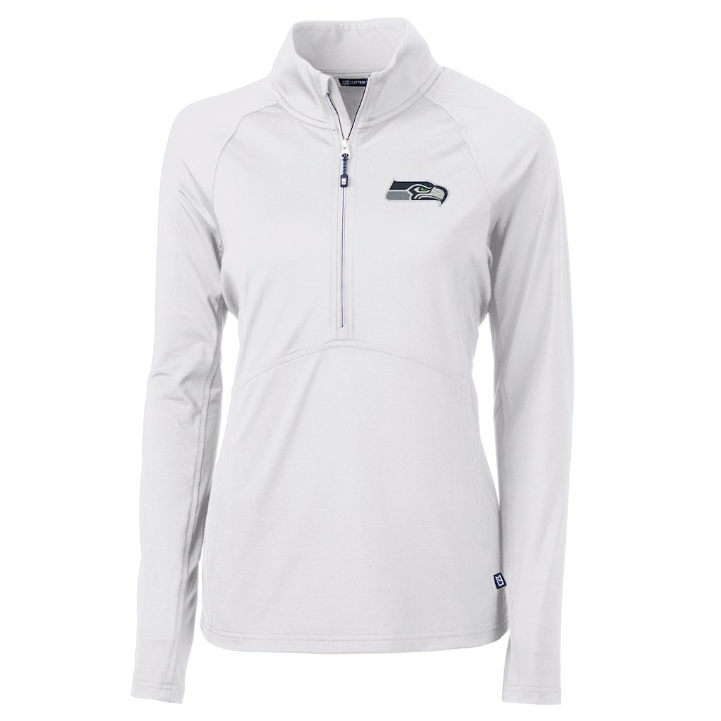 Seattle Seahawks Cutter & Buck Women's Adapt Eco Knit Half-Zip Pullover Jacket White - NFL