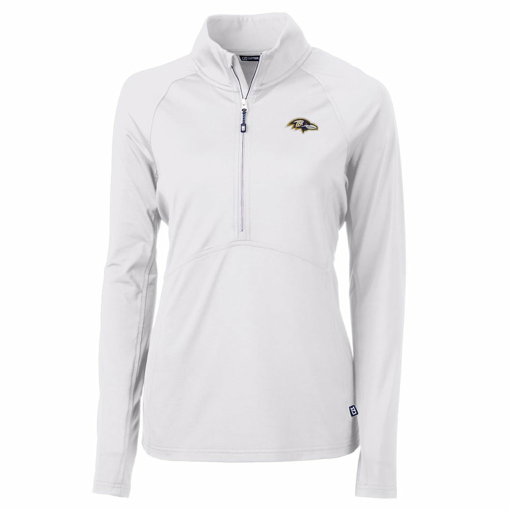 Baltimore Ravens Cutter & Buck Women's Adapt Eco Knit Half-Zip Pullover Jacket White - NFL