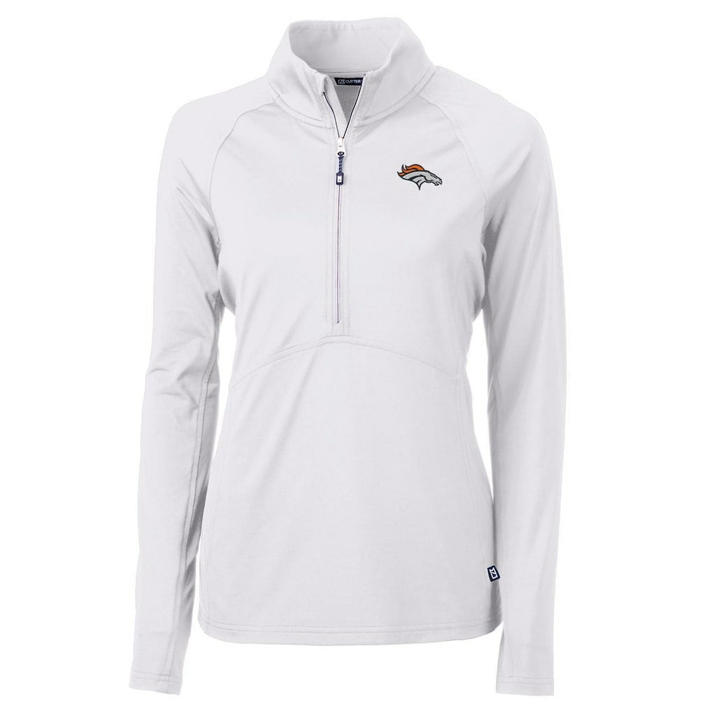 Denver Broncos Cutter & Buck Women's Adapt Eco Knit Half-Zip Pullover Jacket White - NFL