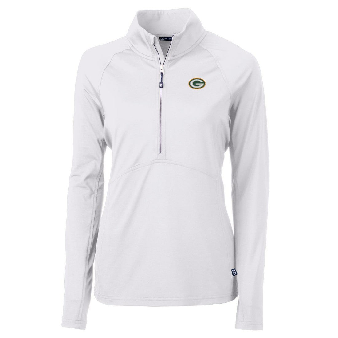 Green Bay Packers Cutter & Buck Women's Adapt Eco Knit Half-Zip Pullover Jacket White - NFL