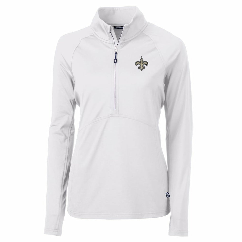 New Orleans Saints Cutter & Buck Women's Adapt Eco Knit Half-Zip Pullover Jacket White - NFL