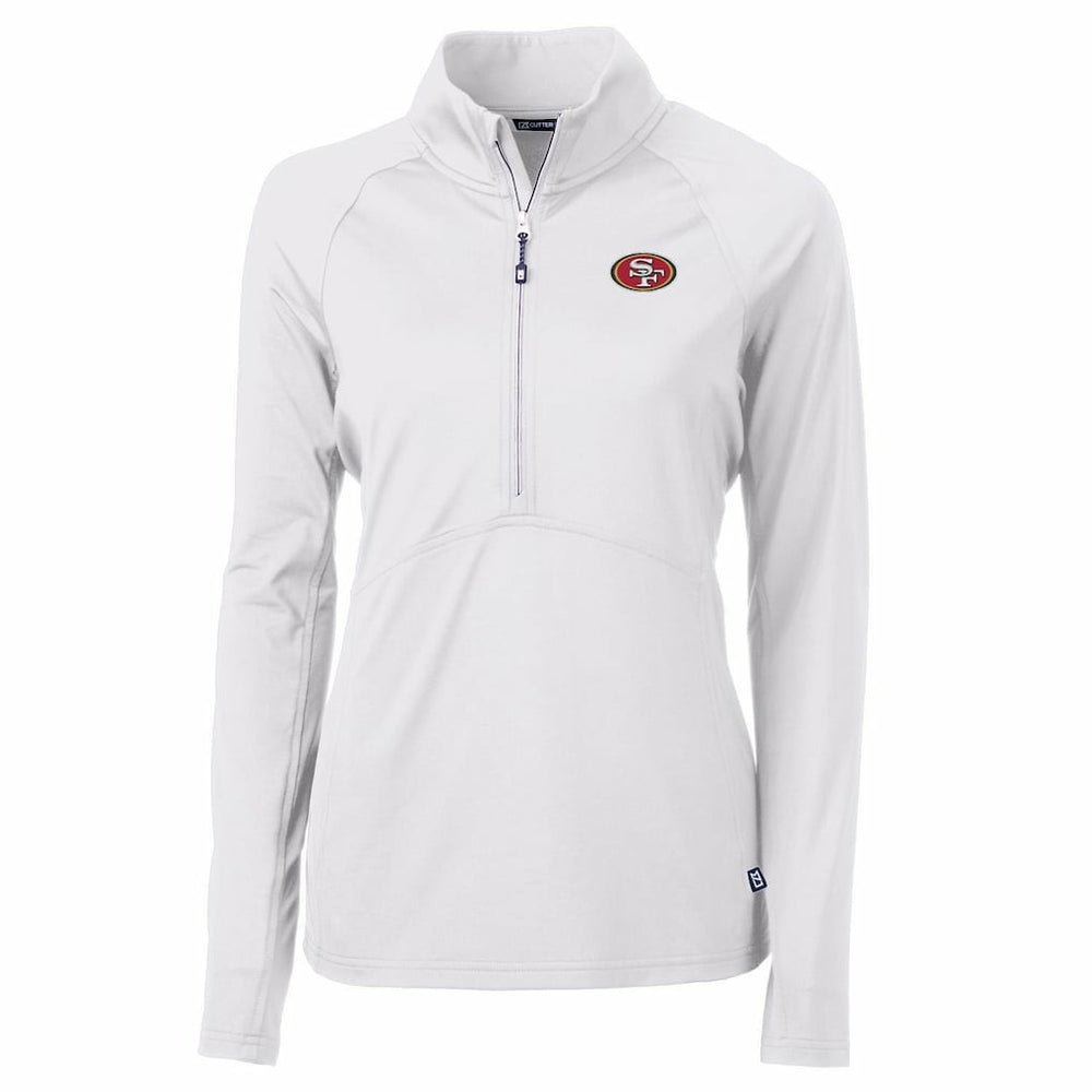 San Francisco 49ers Cutter & Buck Women's Adapt Eco Knit Half-Zip Pullover Jacket White - NFL