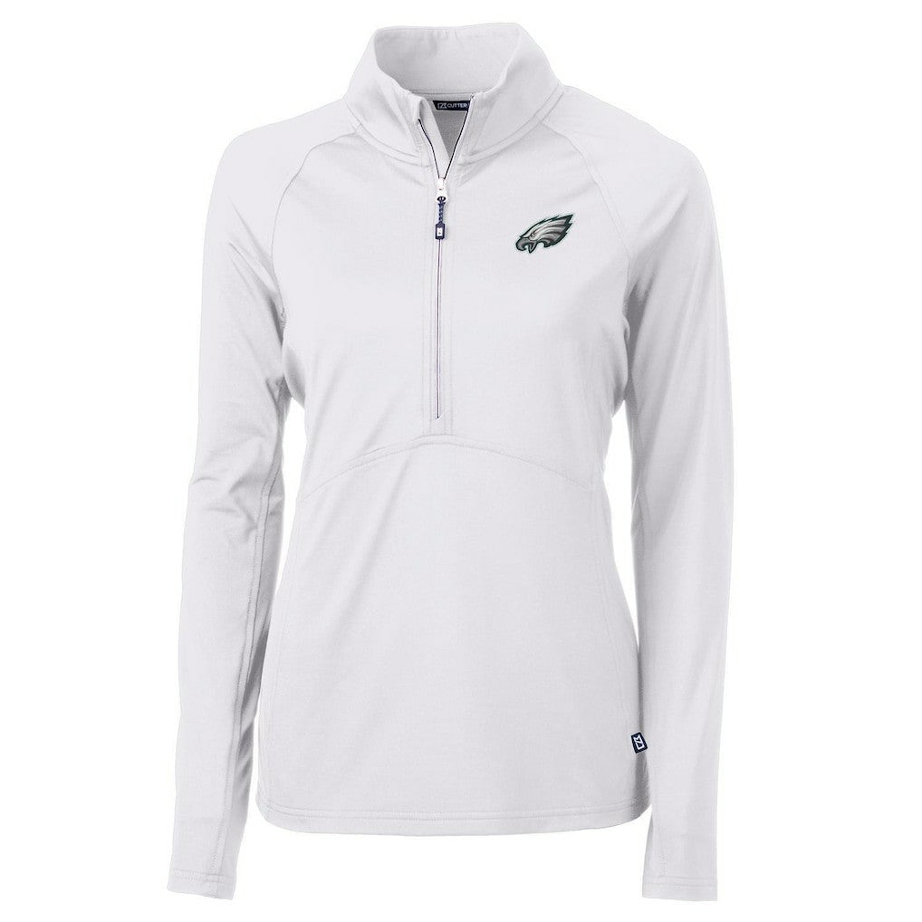 Philadelphia Eagles Cutter & Buck Women's Adapt Eco Knit Half-Zip Pullover Jacket White - NFL
