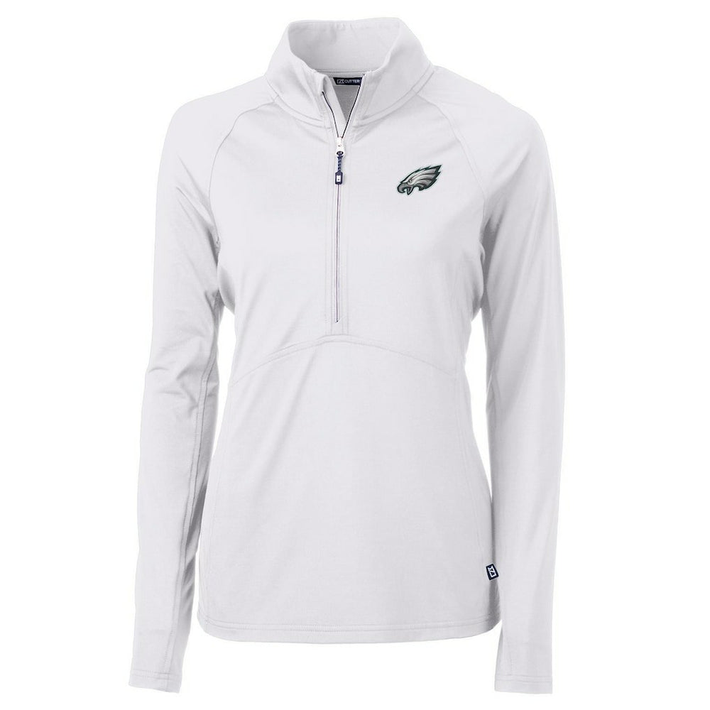 Philadelphia Eagles Cutter & Buck Women's Adapt Eco Knit Half-Zip Pullover Jacket White - NFL