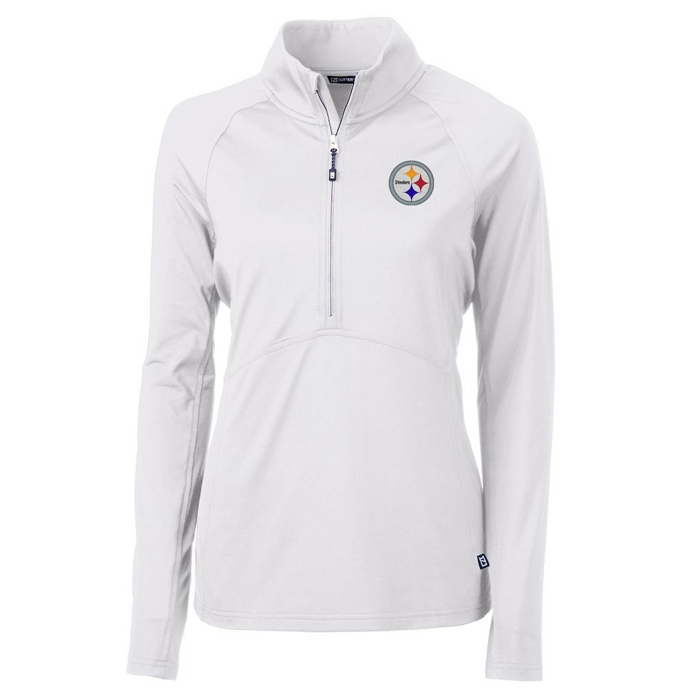 Pittsburgh Steelers Cutter & Buck Women's Adapt Eco Knit Half-Zip Pullover Jacket White - NFL