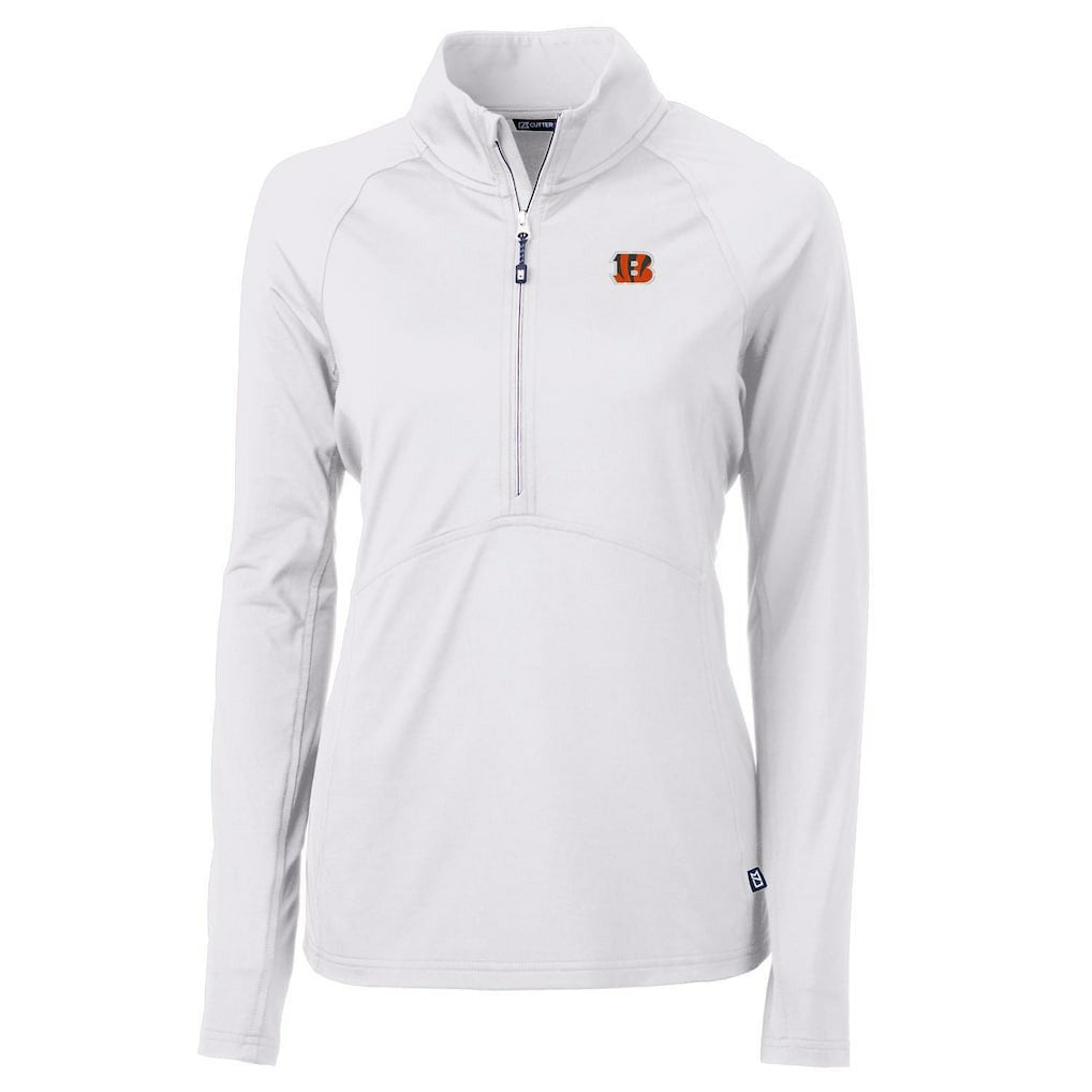 Cincinnati Bengals Cutter & Buck Women's Adapt Eco Knit Half-Zip Pullover Jacket White - NFL